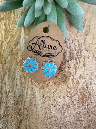 Kingman Inlayed Flower Earring