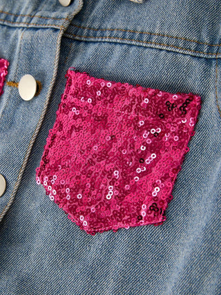 Girls Autumn Denim Sequined Jacket - Allure Boutique WY