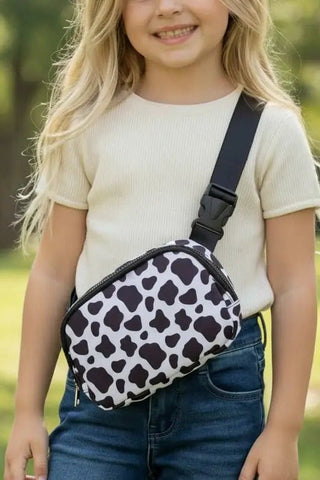 Girls B+ W Cow Print Fanny Pack - Allure Boutique WY