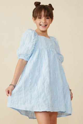 Girls Baby Blue Bubble Sleeve Midi Dress - Allure Boutique WY