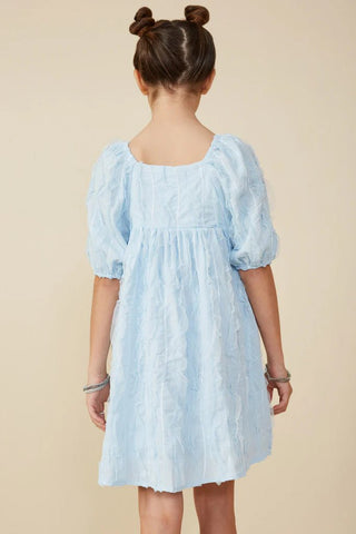 Girls Baby Blue Bubble Sleeve Midi Dress - Allure Boutique WY