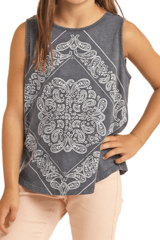 Girls Bandana Tank Blue - Allure Boutique WY