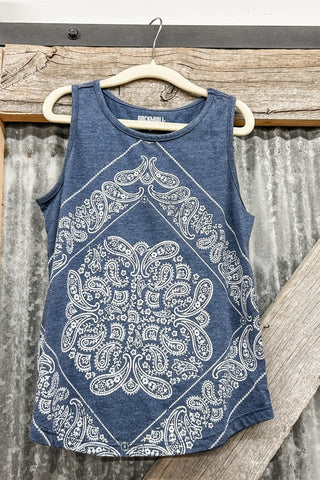 Girls Bandana Tank Blue - Allure Boutique WY