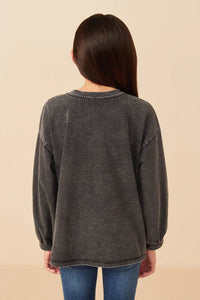 Girls Black Tonal Star Patch Sweatshirt - Allure Boutique WY