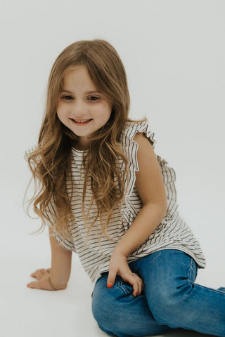 Girls Black & White Stripe Knit Tank - Allure Boutique WY