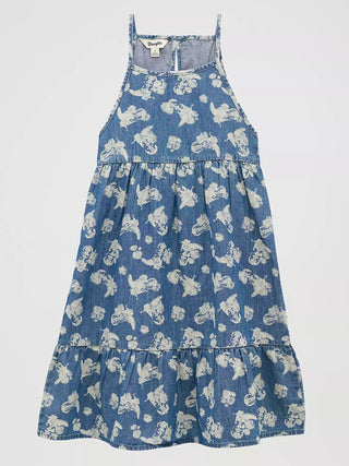 Girls Blue Floral Tank Dress - Allure Boutique WY