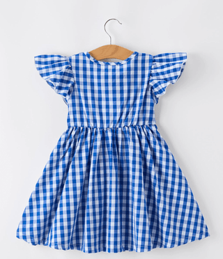 Girls Blue Gingham Bow Dress - Allure Boutique WY
