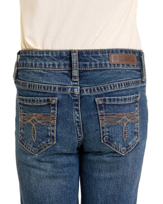 Girls Boot Stitch Embroidered Jean Medium Wash - Allure Boutique WY