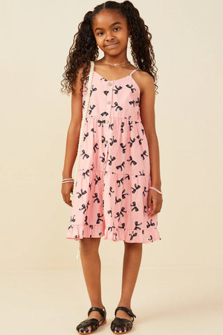 Girls Bow Print Tank Dress - Allure Boutique WY