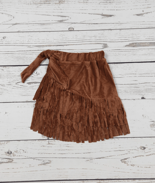 Girls Brown Corduroy Fringe Skirt - Allure Boutique WY