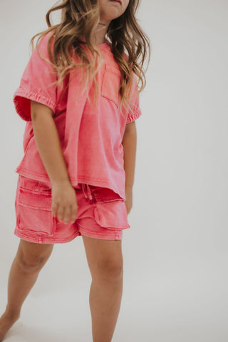 Girls Bubblegum Pink V - Neck Pocket Tee - Allure Boutique WY