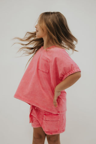 Girls Bubblegum Pink V - Neck Pocket Tee - Allure Boutique WY