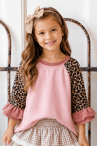 Girls Cheetah Sleeve Raglan Top - Allure Boutique WY