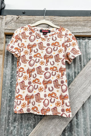 Girls Conversational Print Tee Natural - Allure Boutique WY