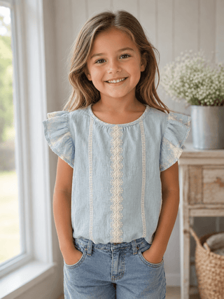 Girls Eyelet Embroidered Ruffle Tank - Allure Boutique WY