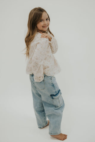 Girls Floral Pintuck Long Sleeve Blouse - Allure Boutique WY