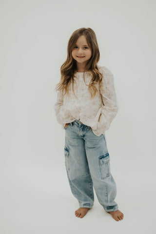 Girls Floral Pintuck Long Sleeve Blouse - Allure Boutique WY