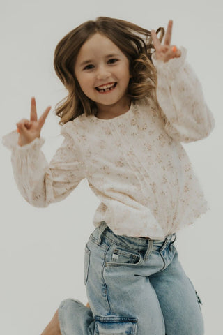 Girls Floral Pintuck Long Sleeve Blouse - Allure Boutique WY