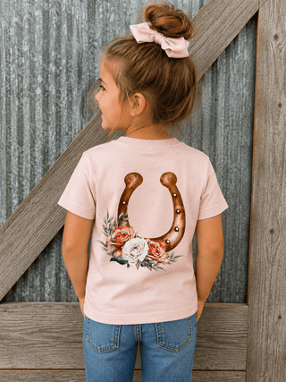 Girls Flowers & Horseshoe Tee - Allure Boutique WY