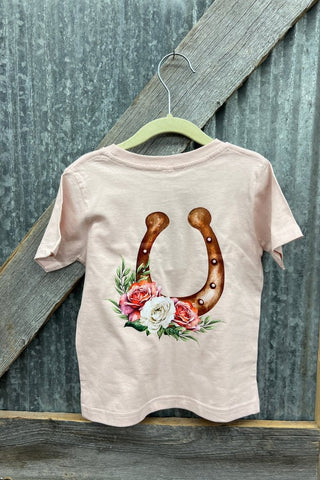Girls Flowers & Horseshoe Tee - Allure Boutique WY