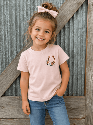 Girls Flowers & Horseshoe Tee - Allure Boutique WY