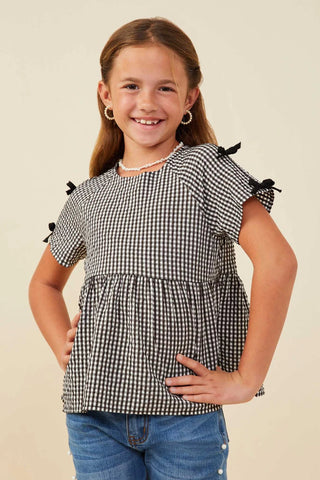 Girls Gingham Babydoll Top - Allure Boutique WY