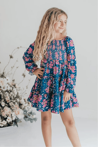 Girls Grace Smocked Floral Dress - Allure Boutique WY