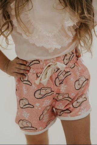 Girls Hats Printed Drawstring Shorts - Allure Boutique WY