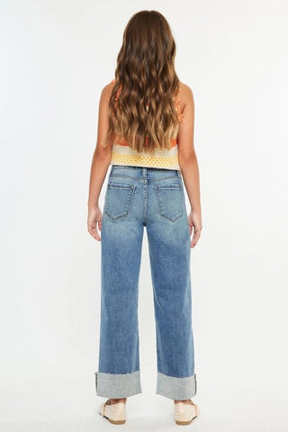 Girls High Rise Crop Wide Leg Jean - Allure Boutique WY