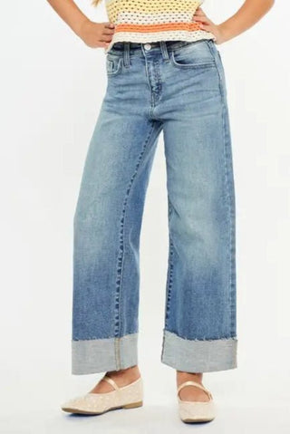 Girls High Rise Crop Wide Leg Jean - Allure Boutique WY