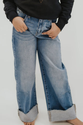 Girls High Rise Crop Wide Leg Jean - Allure Boutique WY