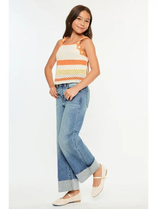 Girls High Rise Crop Wide Leg Jean - Allure Boutique WY