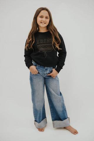 Girls High Rise Crop Wide Leg Jean - Allure Boutique WY