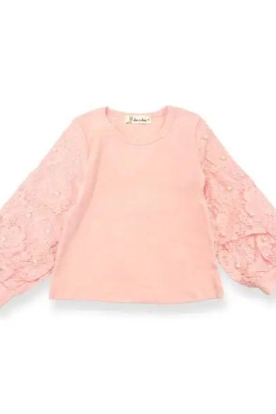 Girls Lace & Pearl Accent Blouse - Allure Boutique WY