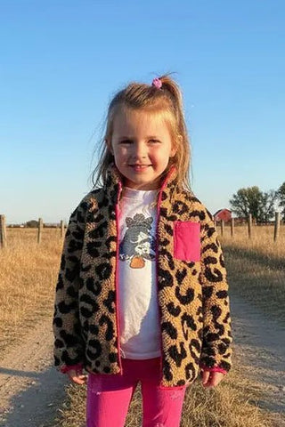 Girls Leopard Sherpa Jacket - Allure Boutique WY