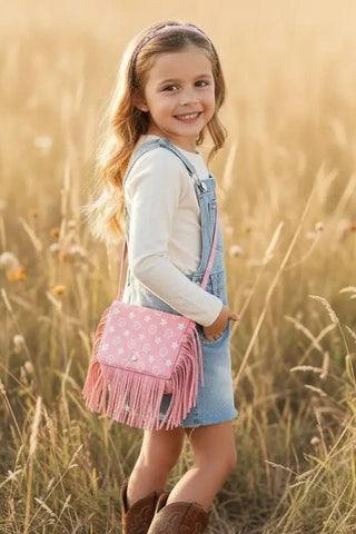 Girls Light Pink LV Inspired Fringe Purse - Allure Boutique WY