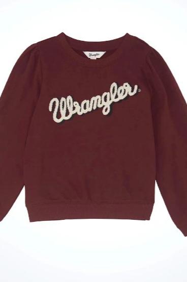 Girls Maroon Puff Sleeve Sweatshirt - Allure Boutique WY