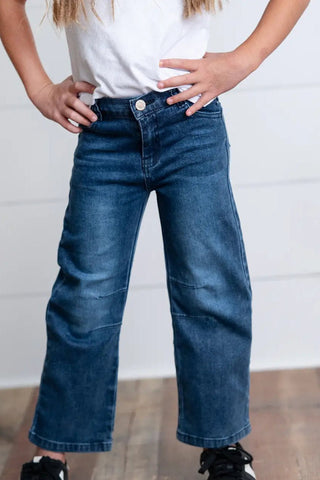 Girls Medium Wash Barrel Jeans - Allure Boutique WY