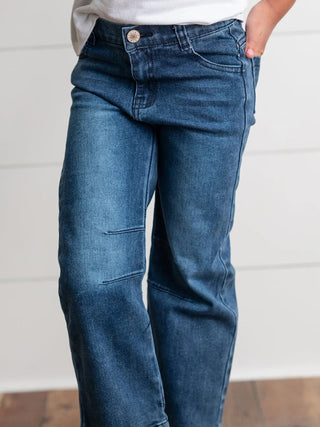 Girls Medium Wash Barrel Jeans - Allure Boutique WY