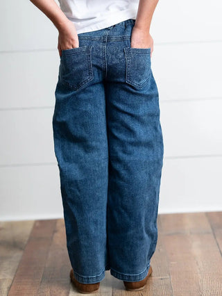 Girls Medium Wash Barrel Jeans - Allure Boutique WY