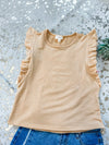 Girls Mustard Balloon Ruffle Sleeveless French Terry Knit Tank - Allure Boutique WY