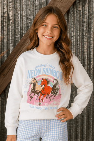 Girls Neon Rainbow Sweatshirt - Allure Boutique WY