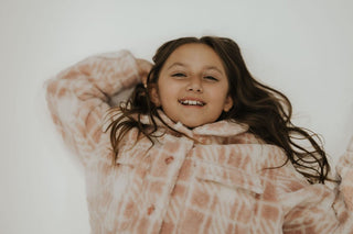 Girls Pink + White Plaid Fleece Shacket - Allure Boutique WY