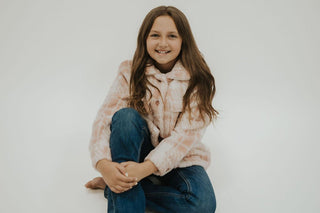 Girls Pink + White Plaid Fleece Shacket - Allure Boutique WY