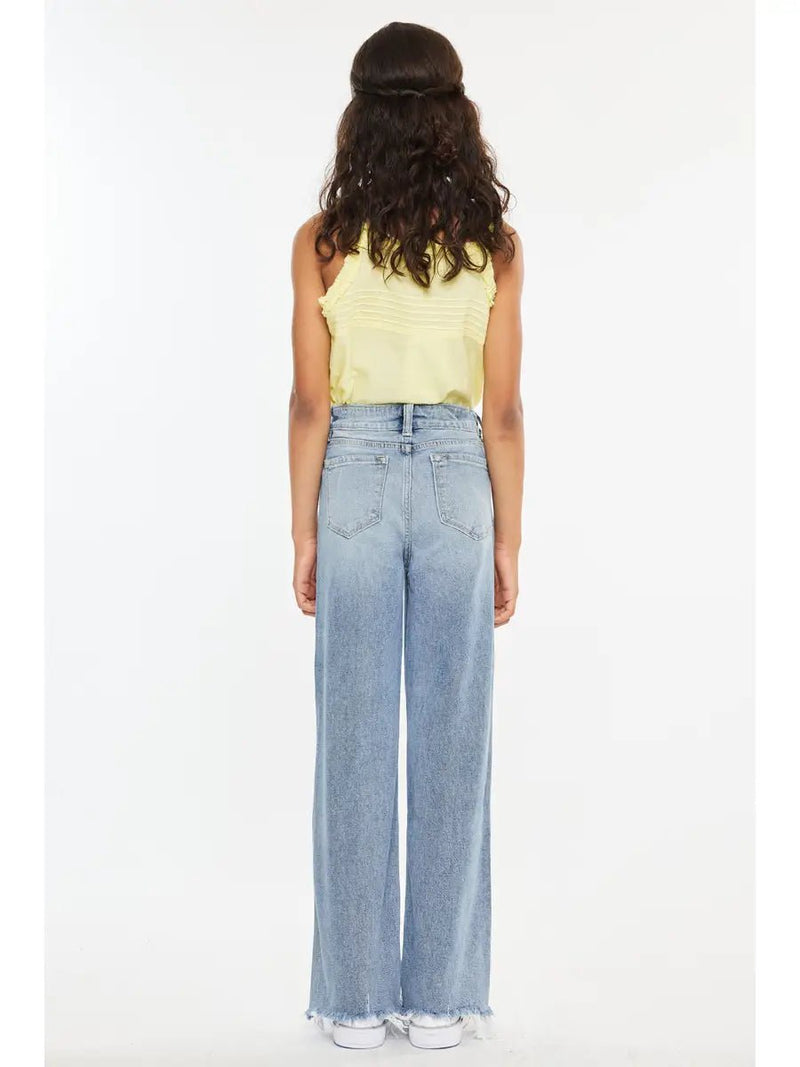 Girls Raw Hem Wide Leg Jean - Allure Boutique WY