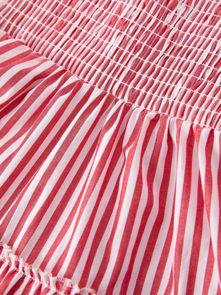 Girls Red Striped Smocked Maxi Dress - Allure Boutique WY