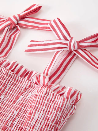Girls Red Striped Smocked Maxi Dress - Allure Boutique WY