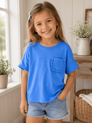 Girls Ruffle Pocket Tee - Allure Boutique WY