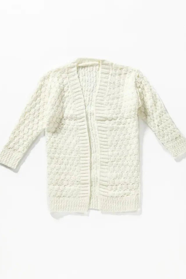 Girls White Cardigan Sweater - Allure Boutique WY