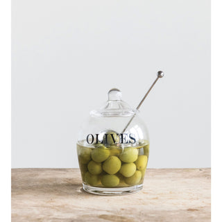 Glass Olive Jar with Slotted Spoon - Allure Boutique WY